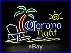 New Corona Light PALM Tree Chair Sun Beer Neon Sign 20x16 Ship From USA