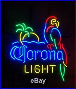 New Corona Light Parrot With Palm Tree Neon Light Sign 17x14 Man Cave Beer Bar