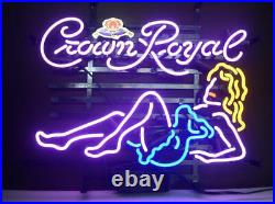 New Crown Royal Girl Bar Decor Artwork Neon Light Sign 17x14