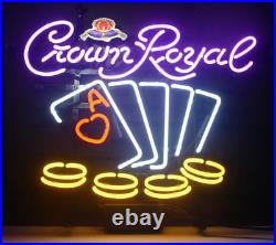 New Crown Royal Poker Whiskey Man Cave Neon Light Sign 17x14