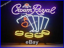 New Crown Royal Whiskey Poker Chips Real Neon Sign Beer Bar Light FREE SHIPPING
