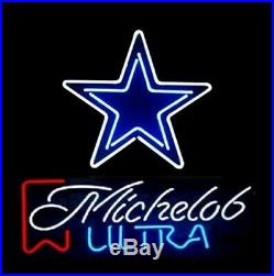 New Dallas Cowboys Michelob Ultra Neon Light Sign 24x20 Real Glass Bar Beer