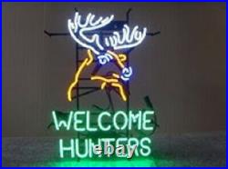 New Deer Stag Buck Welcome Hunters Neon Lamp Sign 24x20 Lamp Beer Bar Glass
