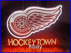 New Detroit Red Wings Hockey Town Neon Light Sign 17x14 Beer Bar Lamp Decor