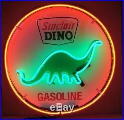 New Dino Sinclair Gasoline Gas Beer Real Glass Neon Sign 24x20