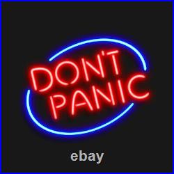New Don't Panic Neon Light Sign 17x14 Real Glass Lamp Beer Bar Wall Decor