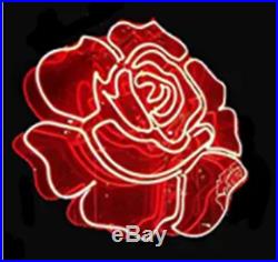 New Flower Rose Red Neon Light Sign Lamp Beer Pub Acrylic 24 Artwork Real Glass