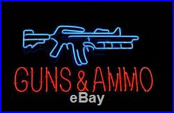 New GUNS AND AMMO Shop Beer Man Cave Neon Sign 20x16 Ship From USA
