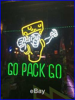 New Green Bay Packers GO PACK GO Beer Neon Sign 19x15