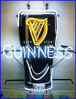 New Guinness Harp Cup Beer On Tap Bar Neon Light Sign 24x20 Artwork Glass