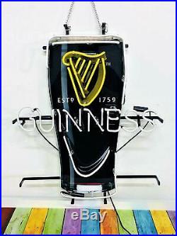 New Guinness Harp Cup Beer On Tap Bar Neon Light Sign 24x20 Artwork Glass