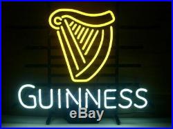 New Guinness Harp Neon Light Sign 17x14 Beer Cave Gift Bar Real Glass