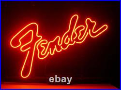 New Guitar Music Fender Neon Light Sign Beer Cave Gift Lamp 20x16