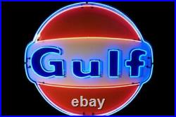 New Gulf Gasoline Neon Light Sign 24x24 Real Glass Bar Beer Man Cave New Gulf Gasoline Neon Light Sign 24x24 Real Glass Bar Beer Man Cave