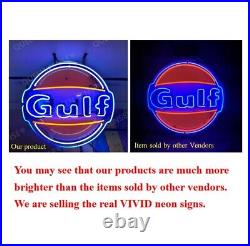 New Gulf Gasoline Neon Light Sign 24x24 Real Glass Bar Beer Man Cave New Gulf Gasoline Neon Light Sign 24x24 Real Glass Bar Beer Man Cave