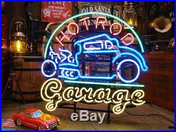 New Hot Rod Garage Beer Real Glass Neon Sign 24x20 From USA