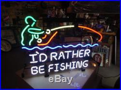 New I'd Rather Be Fishing Beer Bar Decor Artwork Neon Sign 24x20