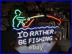 New I'd Rather Be Fishing Beer Bar Neon Light Sign 24x20