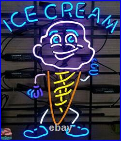 New Ice Cream Cane Neon Light Lamp Sign 24x20 Beer Bar Real Glass Wall Decor