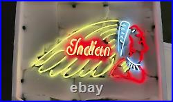New Indian Motorcycles Neon Light Sign 20x16 Lamp Beer Bar Real Glass