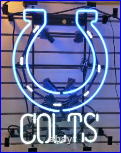 New Indianapolis Colts 17x14 Neon Light Sign Beer Lamp Glass Wall Decor Pub