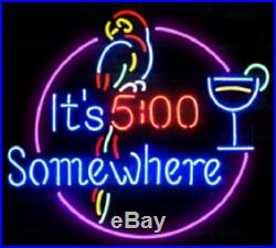 New It's 500 500 Somewhere Parrot Cup Neon Light Sign 17x14 Beer Martini