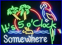 New It's 500 Somewhere Parrot Beer Palm Tree Neon Sign 24x20 Ship From USA