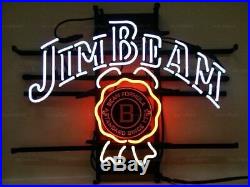 New Jim Beam Whiskey Neon Light Sign 17x14 Beer Cave Gift Bar Real Glass