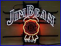 New Jim Beam Whiskey Neon Light Sign Lamp 17x14 Beer Cave Gift Bar Real Glass