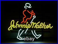 New Johnnie Walker Whiskey Neon Light Sign 17x14 Beer Lamp Gift Real Glass