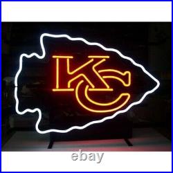 New KC Kansas City Chiefs Neon Light Sign Lamp 17x14 Beer Cave Gift Real Glass