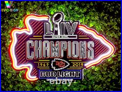 New Kansas City Chiefs Champions LED Neon Sign Light Lamp 24 Vivid Printing
