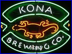 New Kona Brewing Gecko Hawaii Neon Light Sign 20x16 Lamp Man Cave Glass Beer