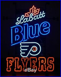 New Labatt Blue Beer Philadelphia Flyers Beer Bar Neon Light Sign 32x24