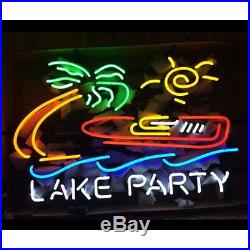 New Lake Party Palm Tree Party At The Lake BEER BAR Neon Sign 24x20