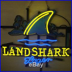 New Landshark Lager Fin Palm Trees Beer Neon Light Sign 20x16 Man Cave Lamp