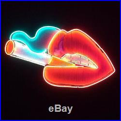 New Lips Smoking Neon Sign For Bedroom Wall Home Beer Bar Decor Artwork Light