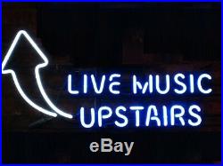 New Live Music Upstairs Arrow Beer Neon Light Sign 24x20