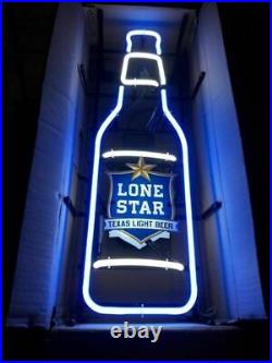 New Lone Star Beer Bottle Texas Neon Light Sign 17x8 Lamp Tube Wall Decor Bar