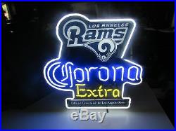New Los Angeles Rams Corona Extra Beer Bar Neon Light Sign 24x20