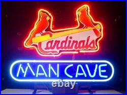 New Man Cave St. Louis Cardinals 20x16 Neon Lamp Light Sign Beer Bar Glass