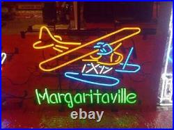 New Margaritaville Airplane Neon Light Sign 20x16 Beer Lamp Bar Glass Decor