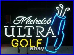 New Michelob Ultra Golf Bag Beer Bar Neon Sign 20x16 Real Glass Decor