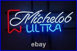 New Michelob Ultra Neon Light Sign Lamp Beer Cave Gift Bar Real Glass 17x14