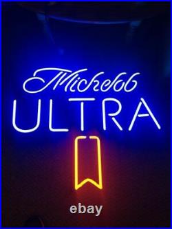 New Michelob Ultra Ribbon Neon Light Sign 16x16 Lamp Beer Real Glass