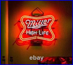New Miller High Life Beer 17x14 Neon Lamp Light Sign Bar Open Display Glass