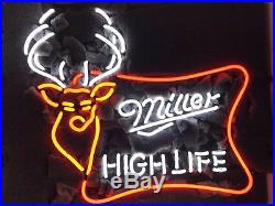 New Miller High Life Deer Bar Beer Neon Sign 20x16