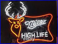 New Miller High Life Deer Neon Sign Beer Bar Pub Gift Light 20x16
