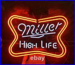 New Miller High Life Lite Lamp Neon Light Sign 17x14 Beer Real Glass Bar