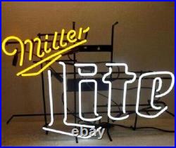New Miller Lite Beer Neon Light Sign 20x16 Lamp Bar Real Glass Artwork Decor